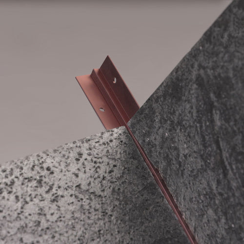 Inside Corner Trim — Champagne — with stone veneer