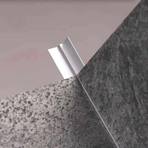Inside Corner Trim — Silver — with stone veneer