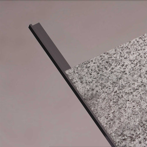 L-Shape Edge Trim — Black — with stone veneer