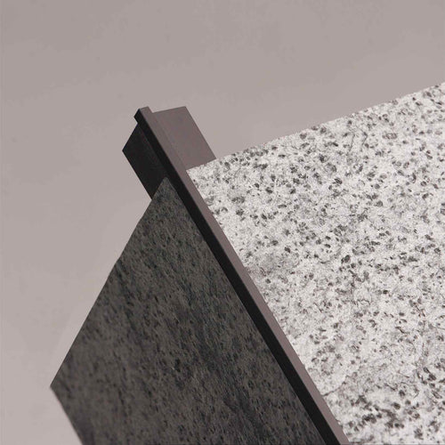Outside Corner Trim — Black — with stone veneer