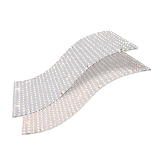 Stonovia flexible LED backlighting sheets shown unlit and bent into an S-curve.