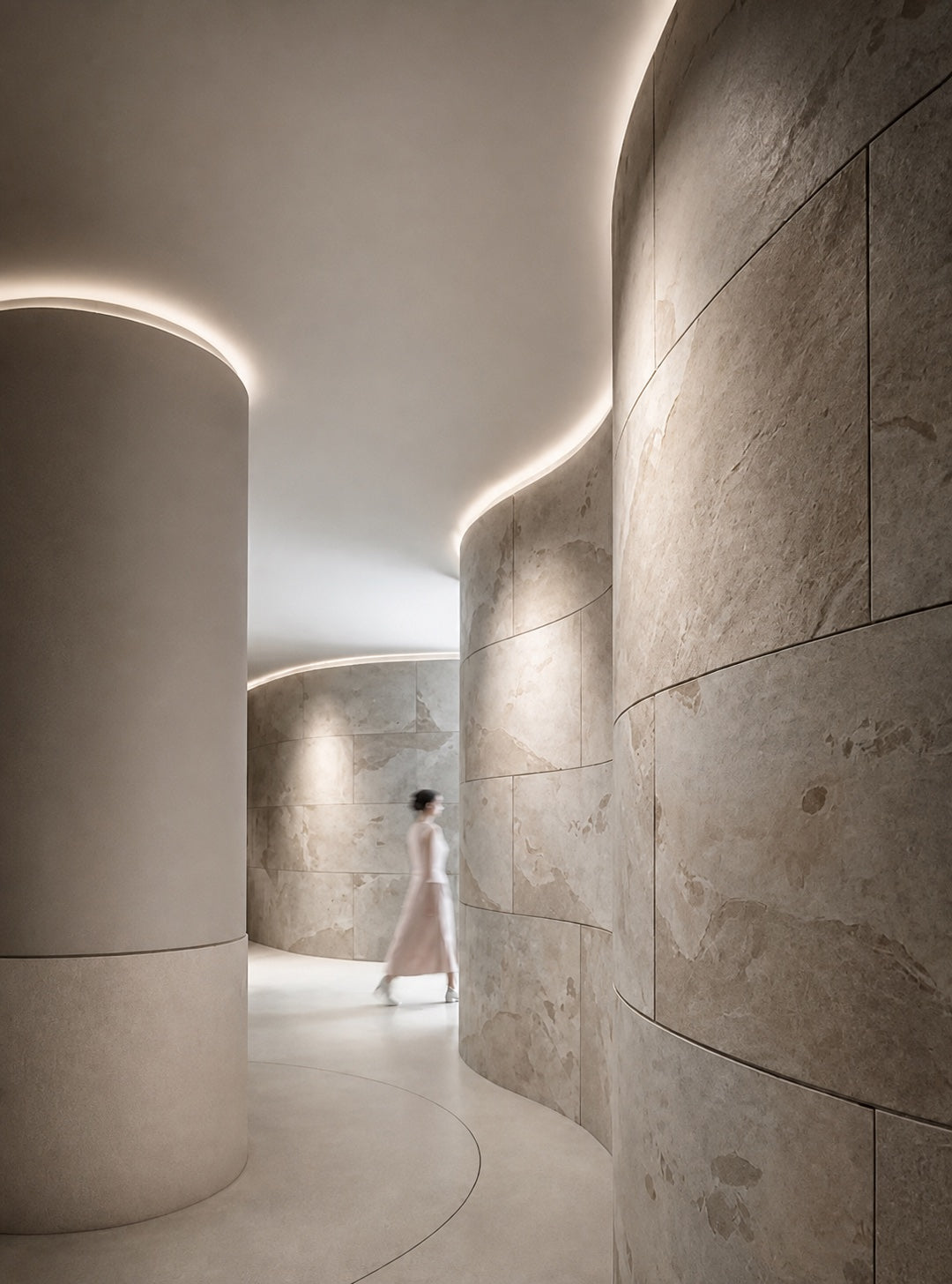 Curved Stonovia stone veneer in a commercial project