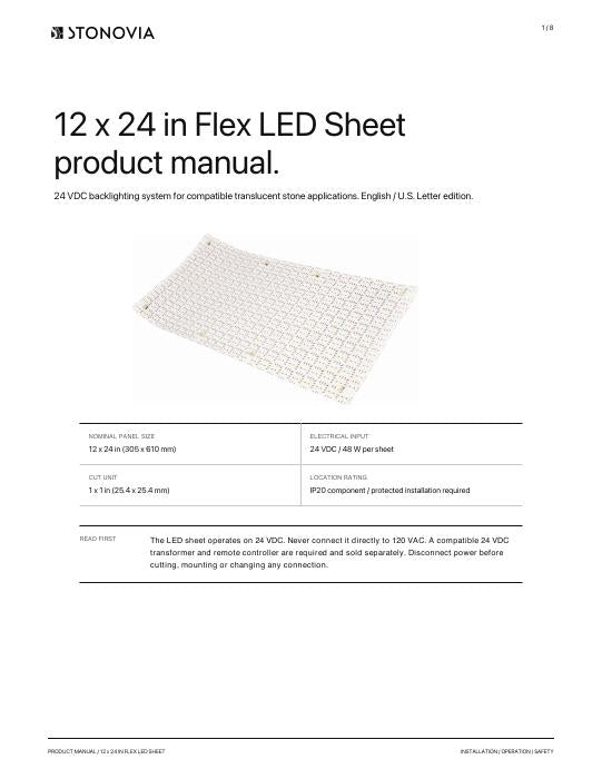 Flex LED Sheets manual first page